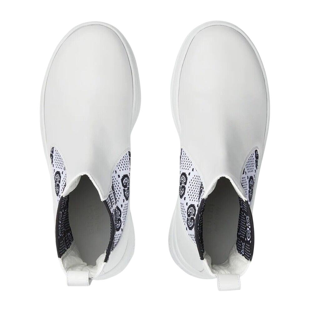 Gucci Platform 37.5/ US 7.5 GG Supreme Leather Chelsea Boots White NWB $1,100 - Picture 3 of 10